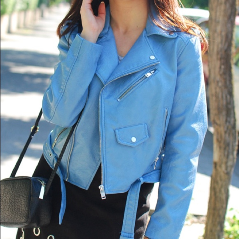 Light Blue Leather Jacket